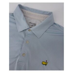 Masters Tech Polo Shirt Large Blue Striped Performance Golf Augusta National